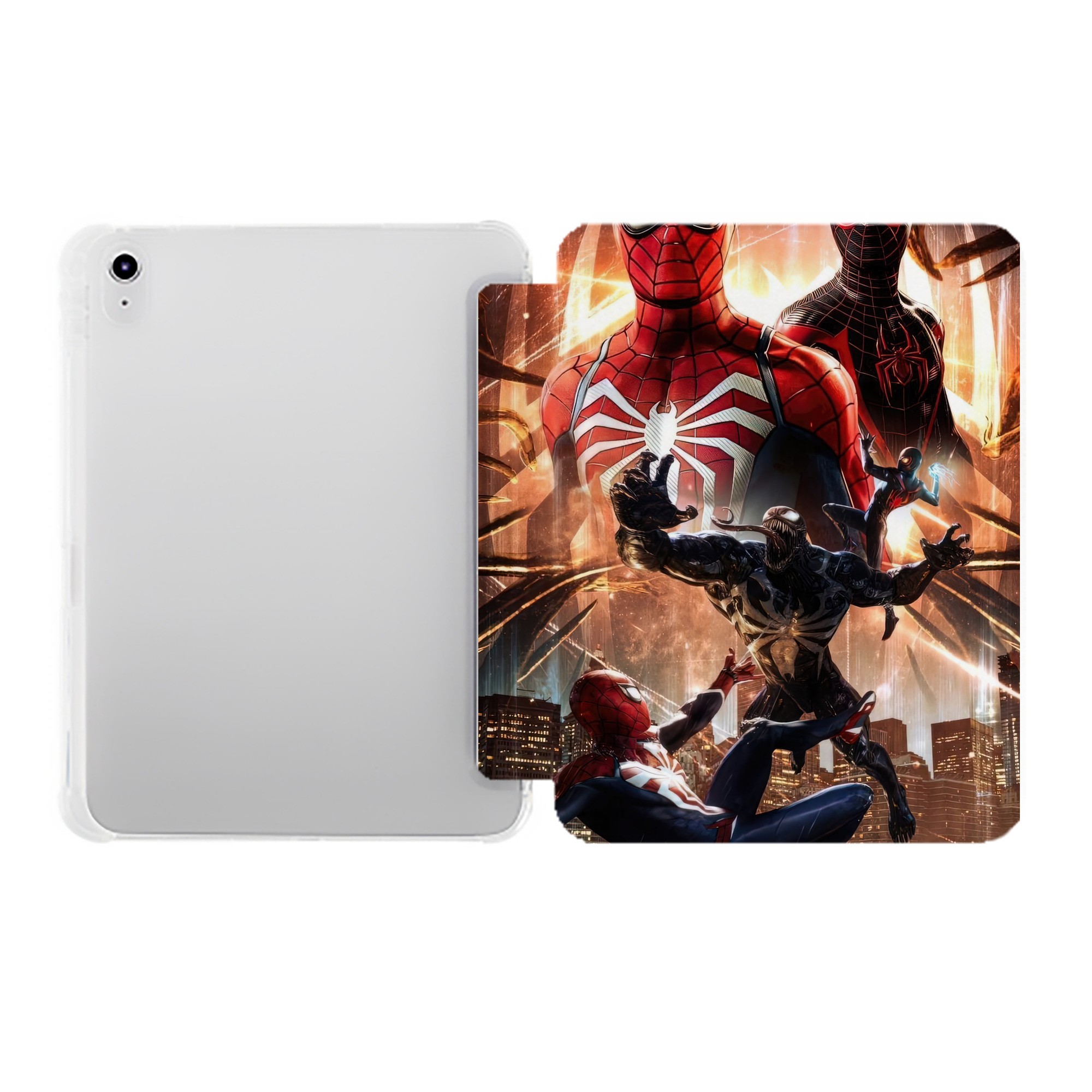 （画像用） Spider Man スパイダーマン IPad ケース ペン収納付き 三つ折りスタンド PUレザー×シリコン 対応機種9.5/10.5/10.9インチ
